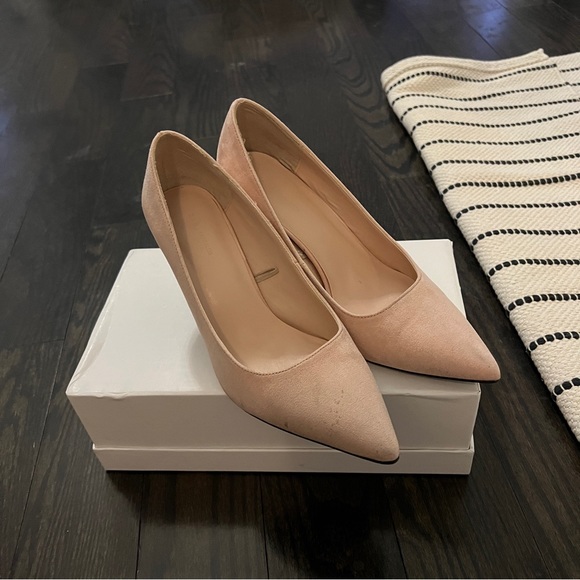Zara Pink Suede Heels Size 8 - Picture 3 of 4